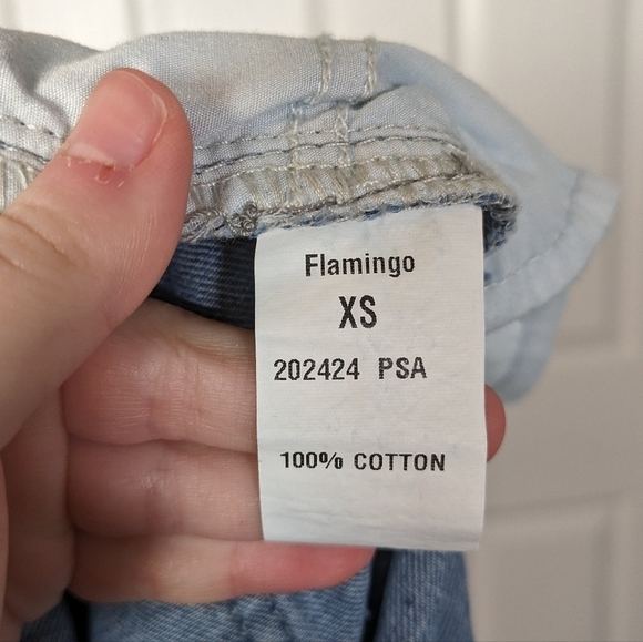 New Flamingo Straight Leg Button Fly Distressed Light Wash Boyfriend Jeans XS - Picture 5 of 6